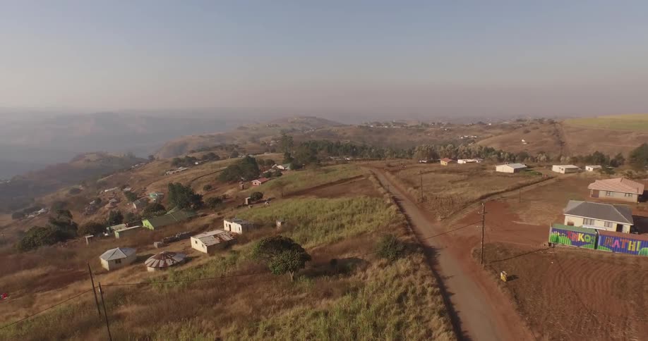 An aerial view of a rural area in the mountains