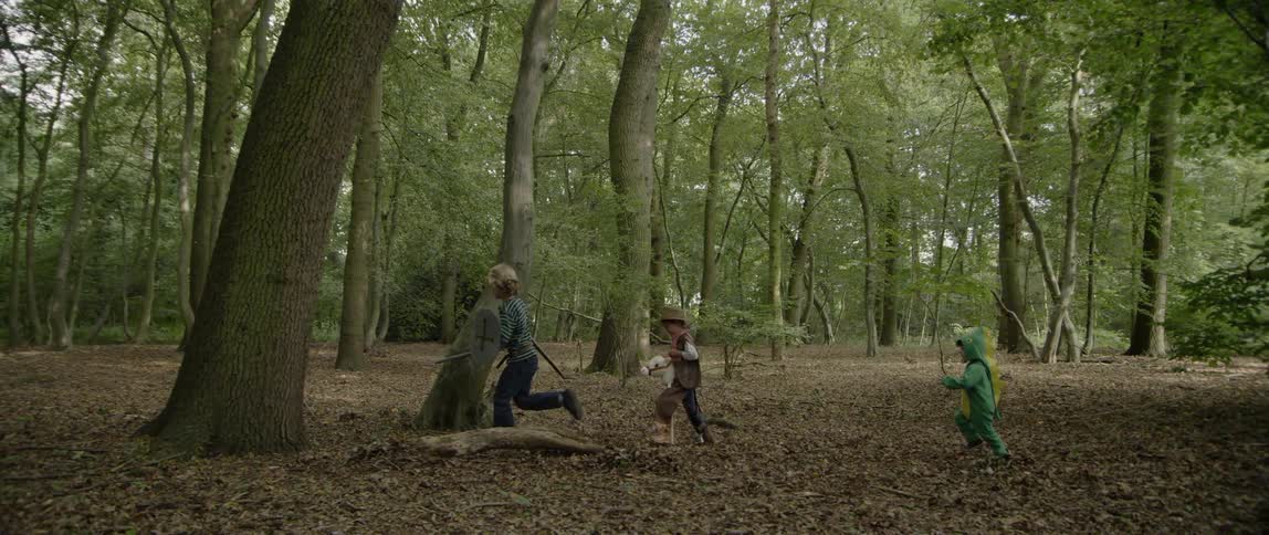 Boys In Costumes Playing In Forest