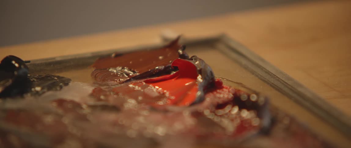 Thick paint covers a surface