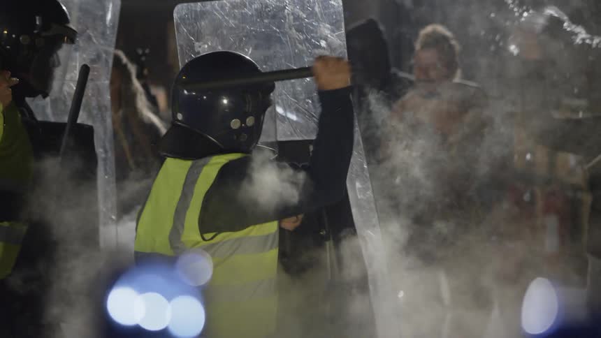 The protestors clash with law enforcement