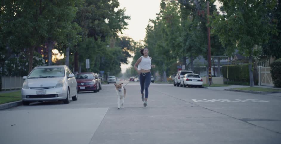 Woman Jogging With Dog