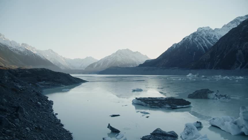 Mountains and river on a cloudy day