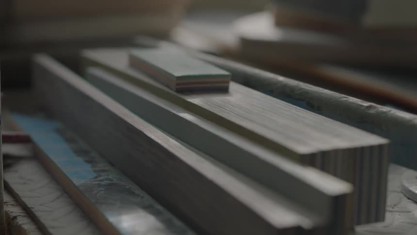Wooden pieces on a table