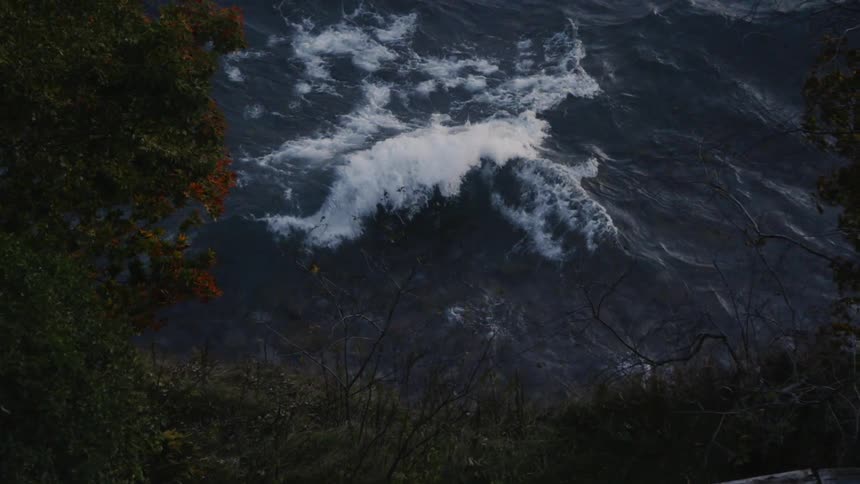 Agitated sea waves moving around