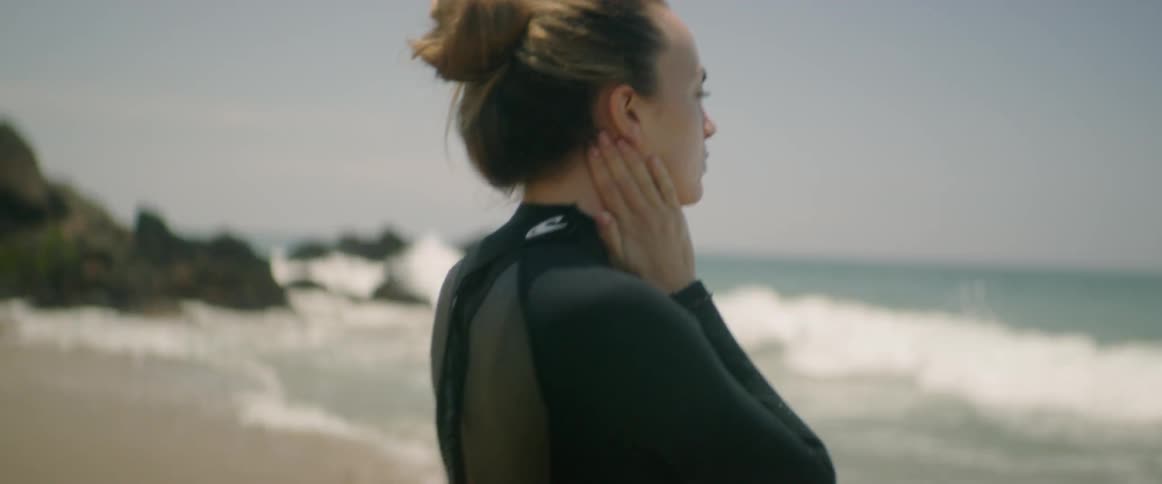Young Woman Meditating And Surfing