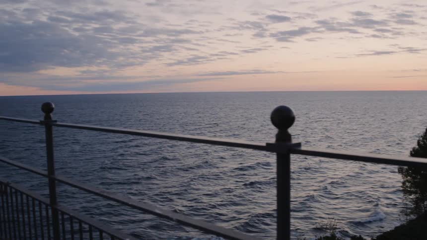 A balcony overlooking the sea