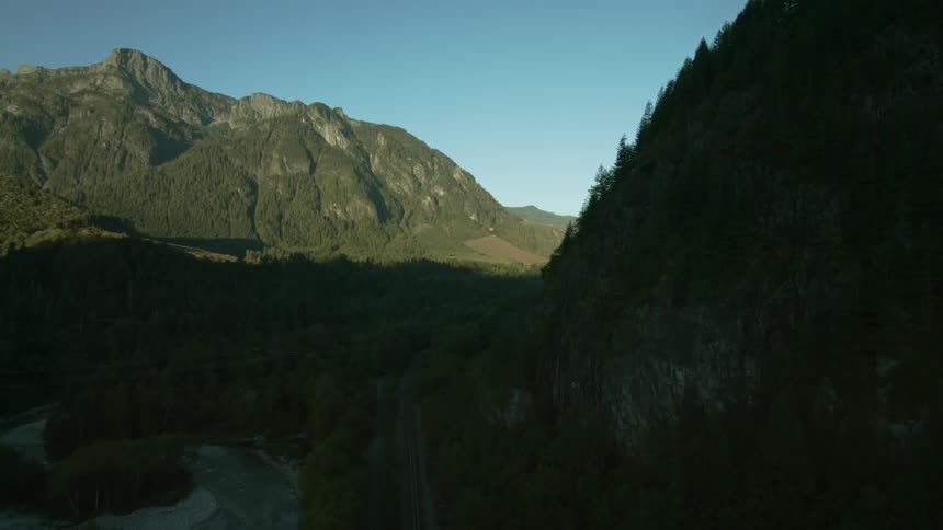 A mountain is shown above trees