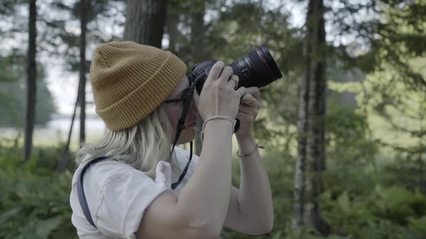 Girls Staying At Cabin In Nature