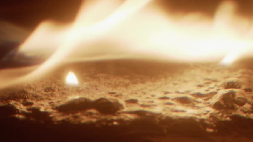 A fire is burning