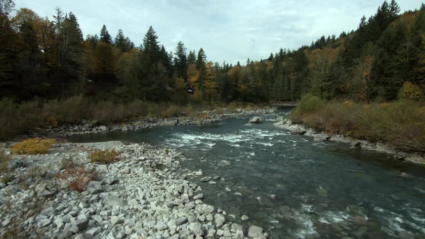 A river cascades over rocks