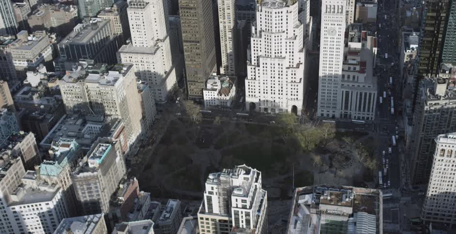 A city is shown from above