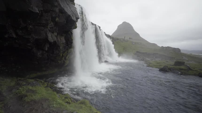 Water cascading over a cliff
