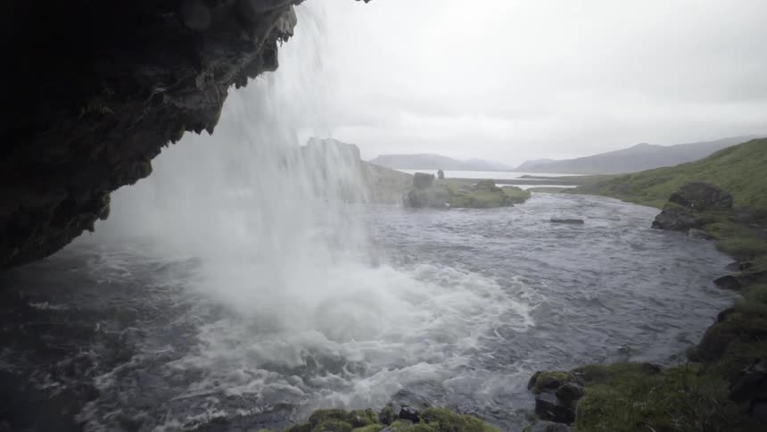 Water is falling off a cliff