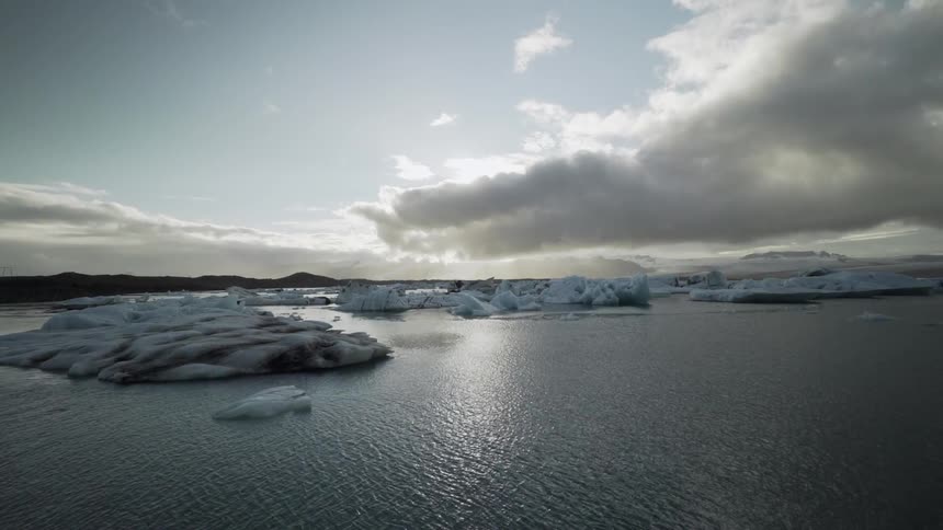 An iceberg floating by