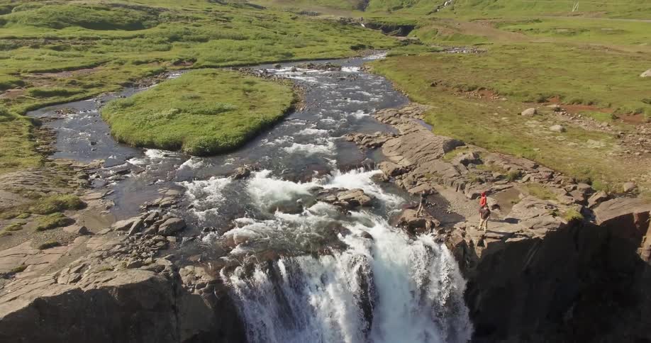 Water is falling off a cliff