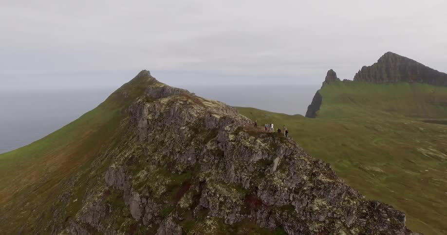 People standing on a mountain