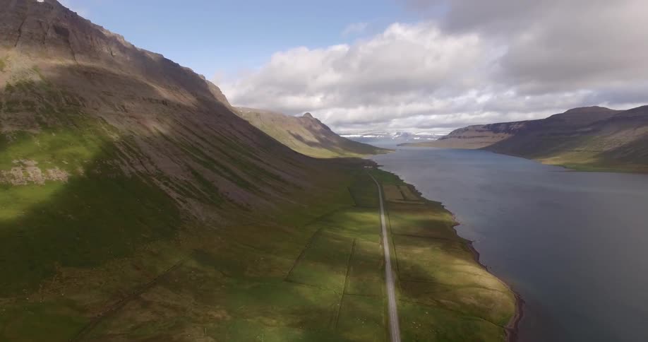 Aerial view of a mountain range