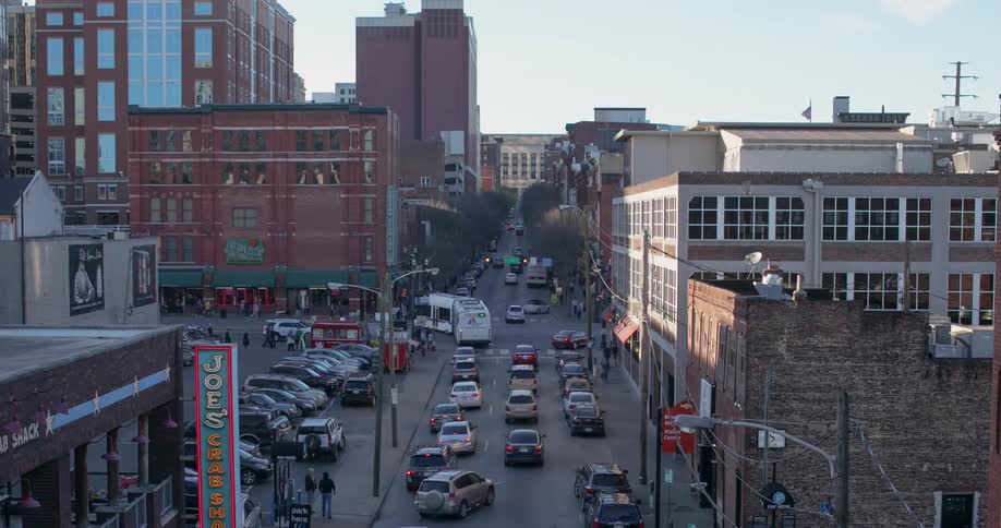 Cars traveling on a city road