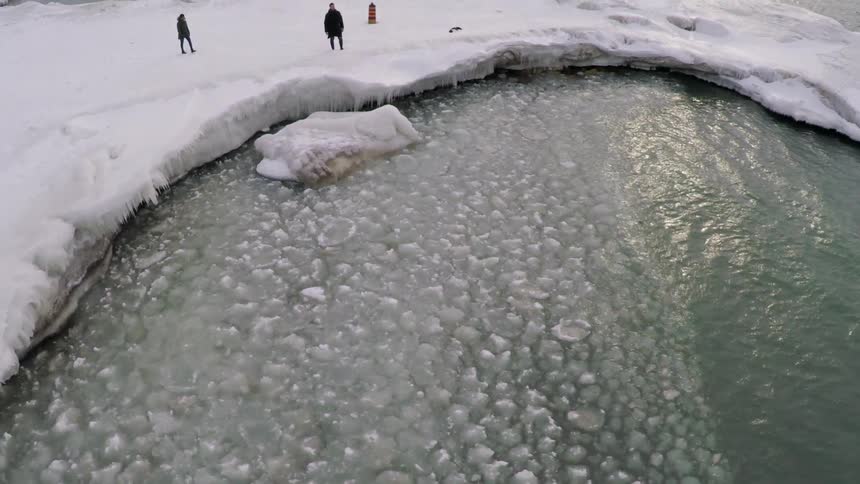 Water is flowing under the ice