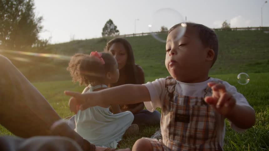 Children are playing with bubbles
