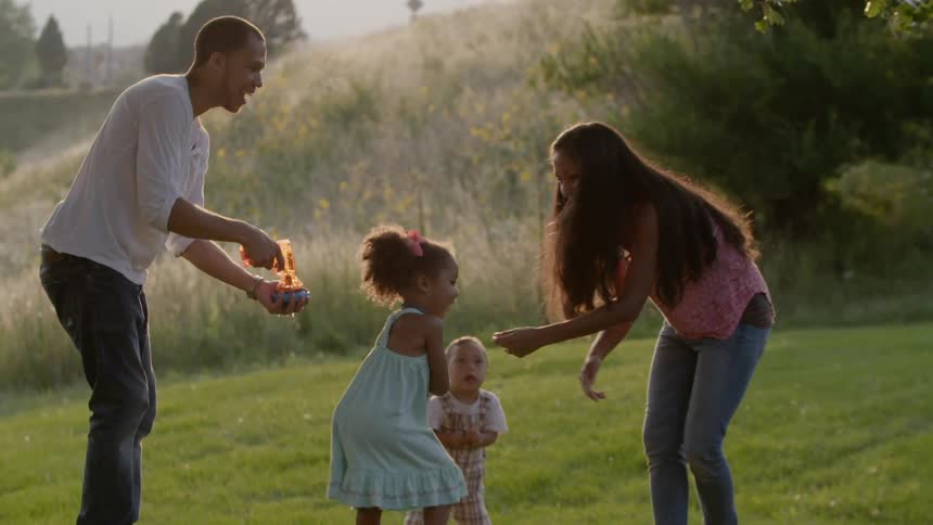 Children are playing in a field