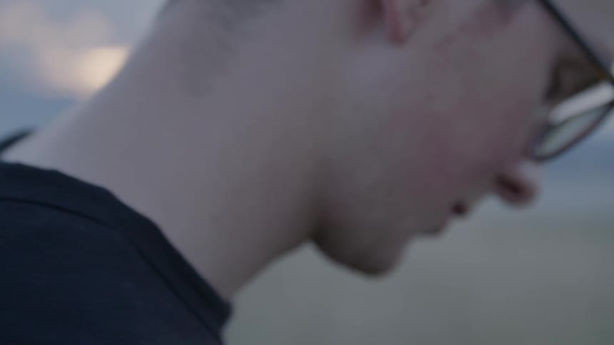 A man is looking around