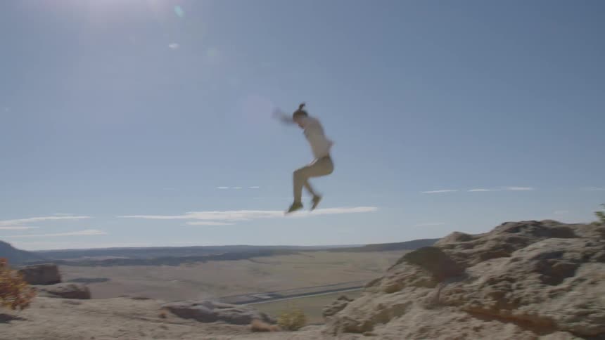 A person doing parkour