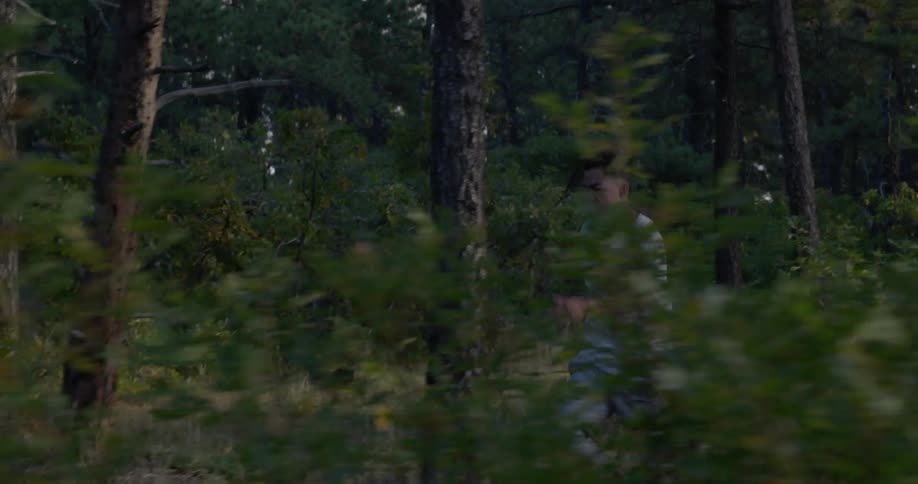 A man is running at dusk
