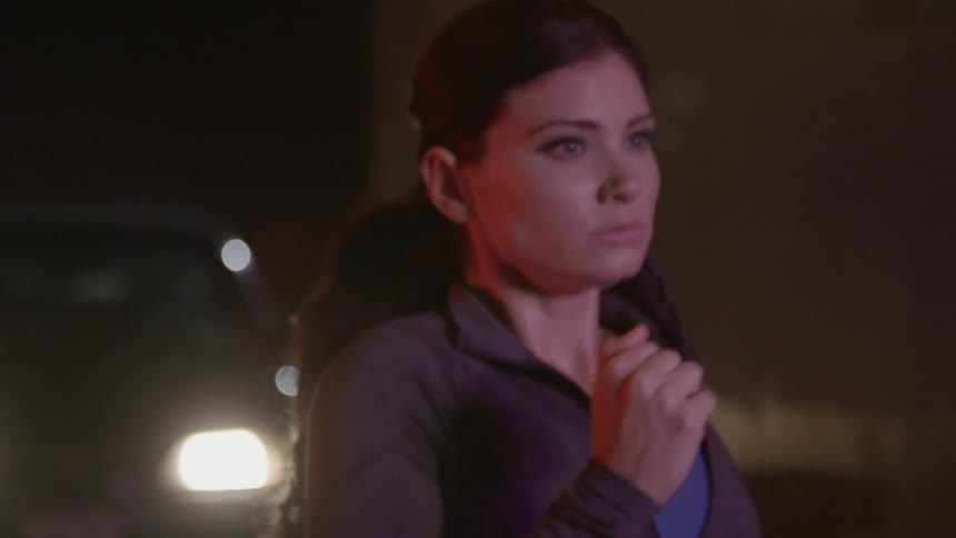 A woman is running