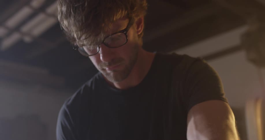 A man works in a workshop