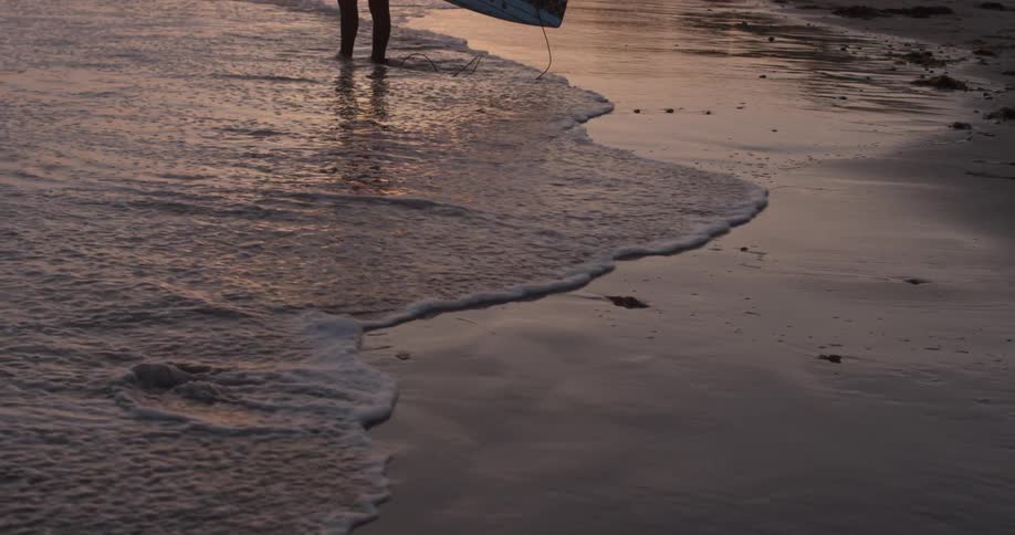 Man Driving To Beach And Surfing