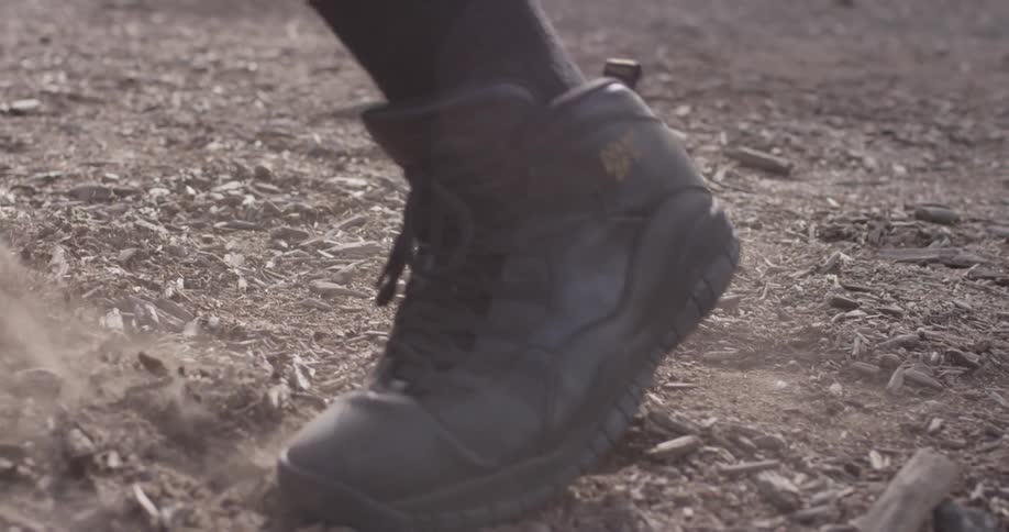 Dirt is kicked up as its jumped around on