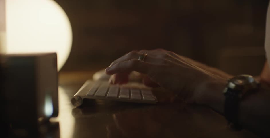 A man is working at night