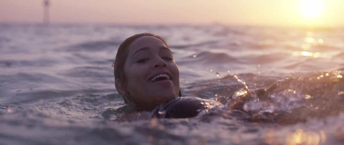 A woman is swimming