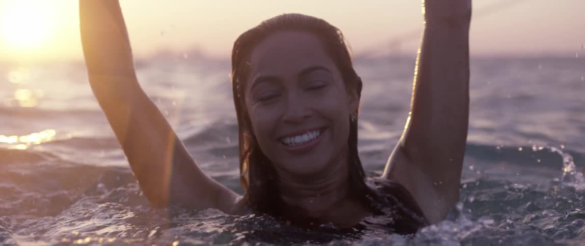 A person enjoying being in the water