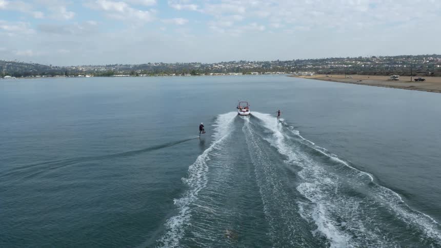 A person jet skiing