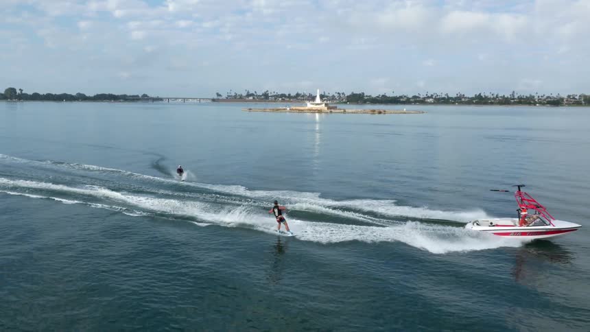 A person water skiing