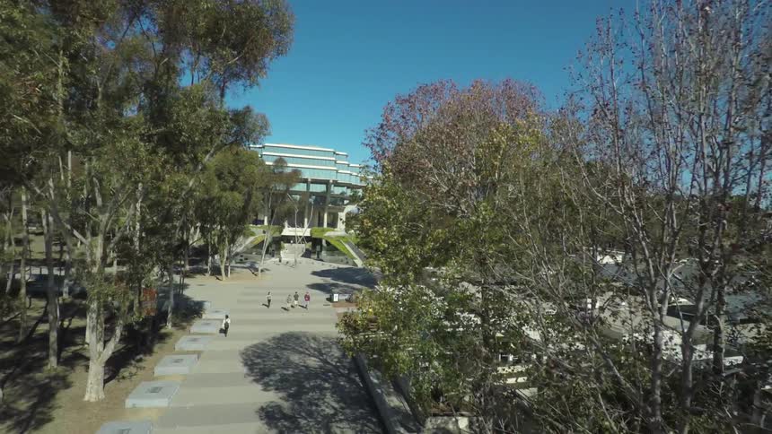 A college campus is shown