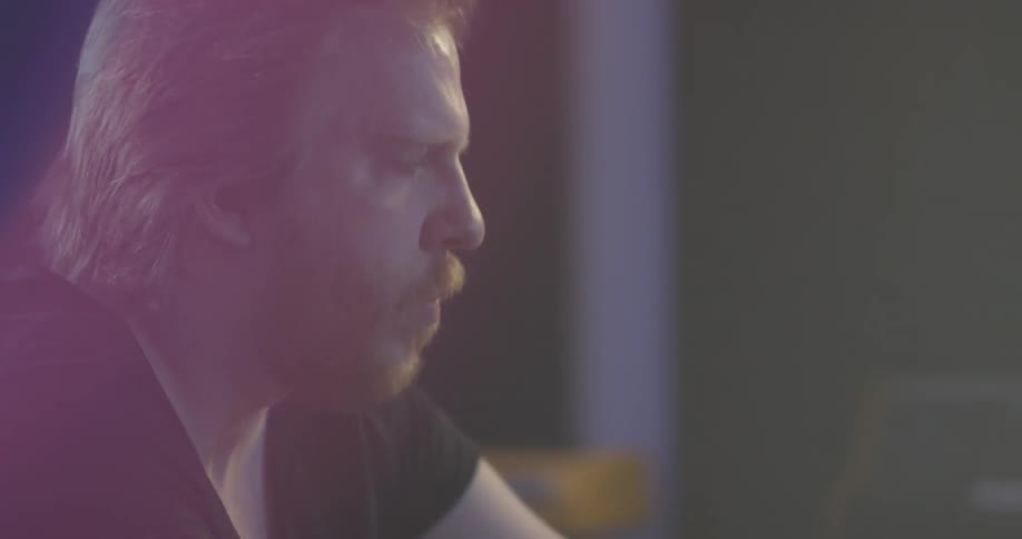 Man working in a recording studio