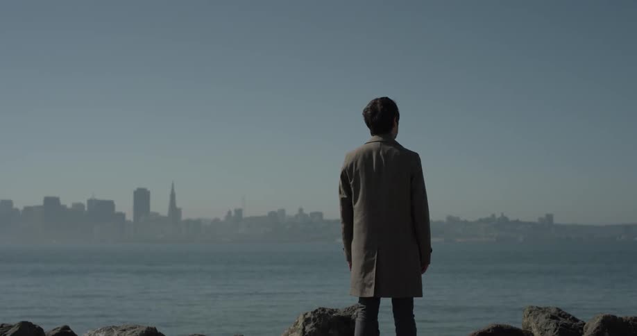 Man stands on rocks