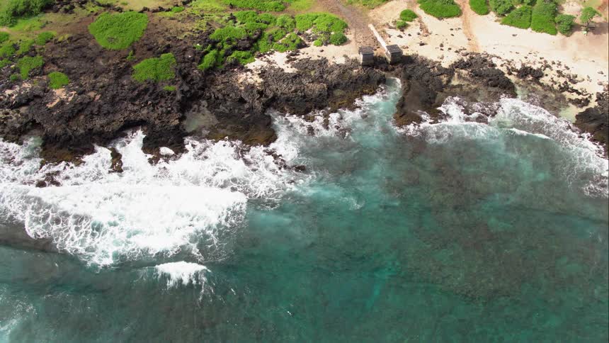 Waves crashing against rocks on a coast