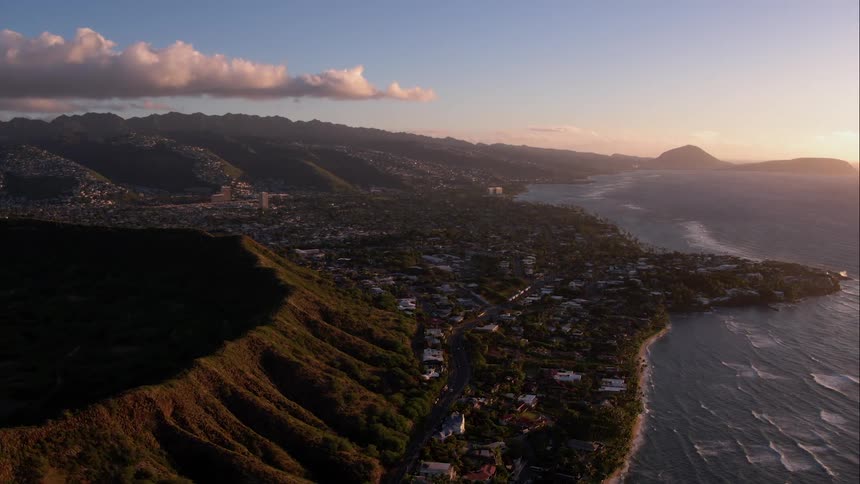 A city view next to the ocean