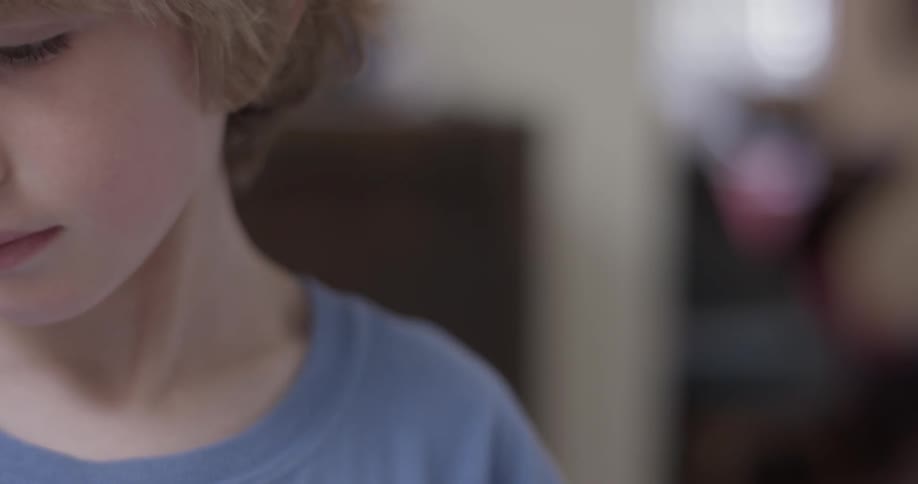 A child looks down
