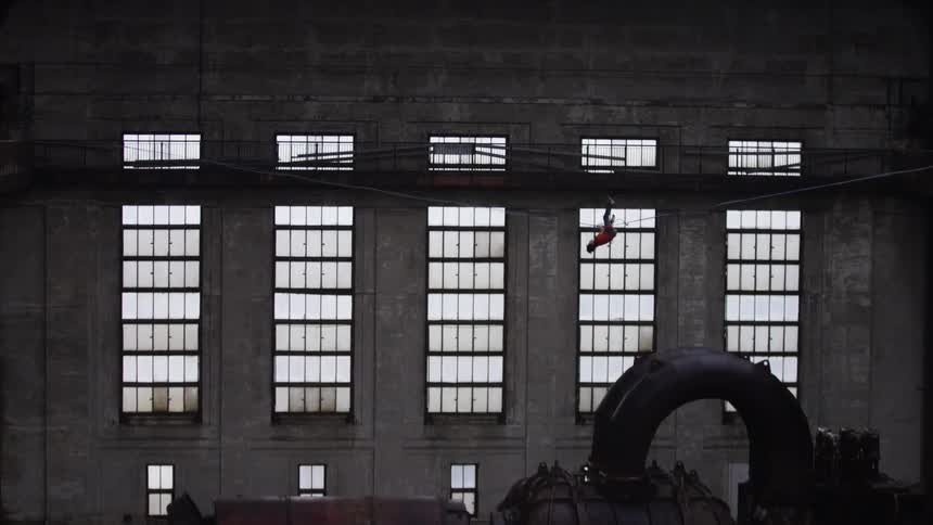 A person tightrope walking
