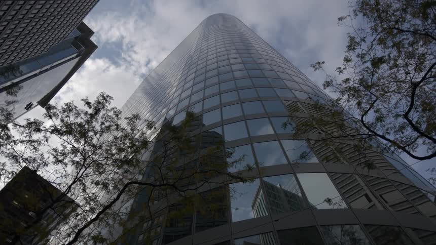 A building soars into the sky