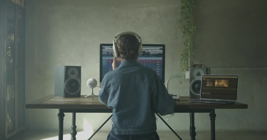 Woman Working On Computer In Studio