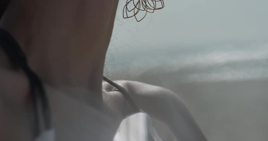 Closeup of woman's collarbone