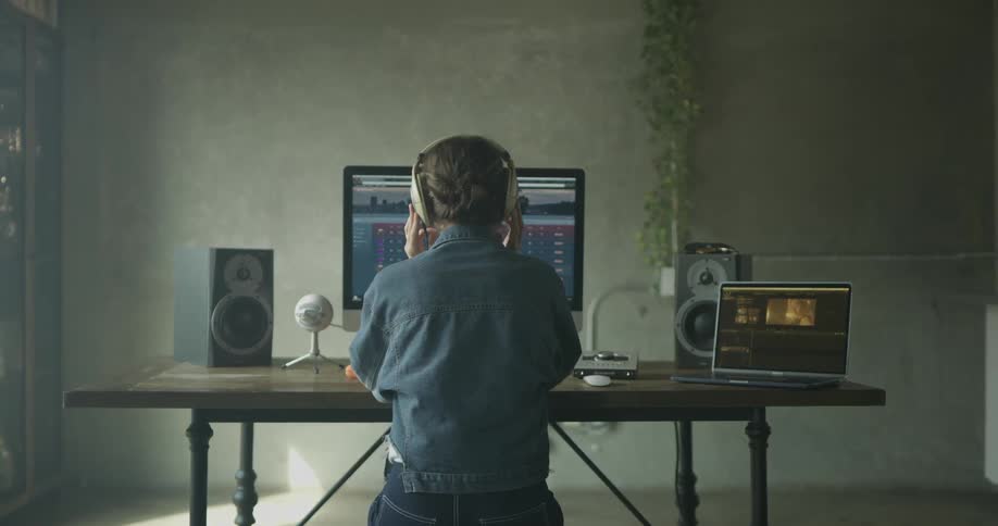 Woman Working On Computer In Studio