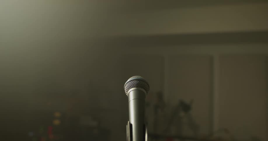 Man grabs microphone and sings into it