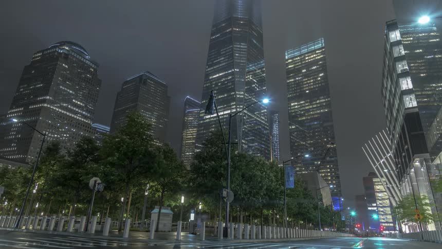 Time lapse street view of manhattan at night